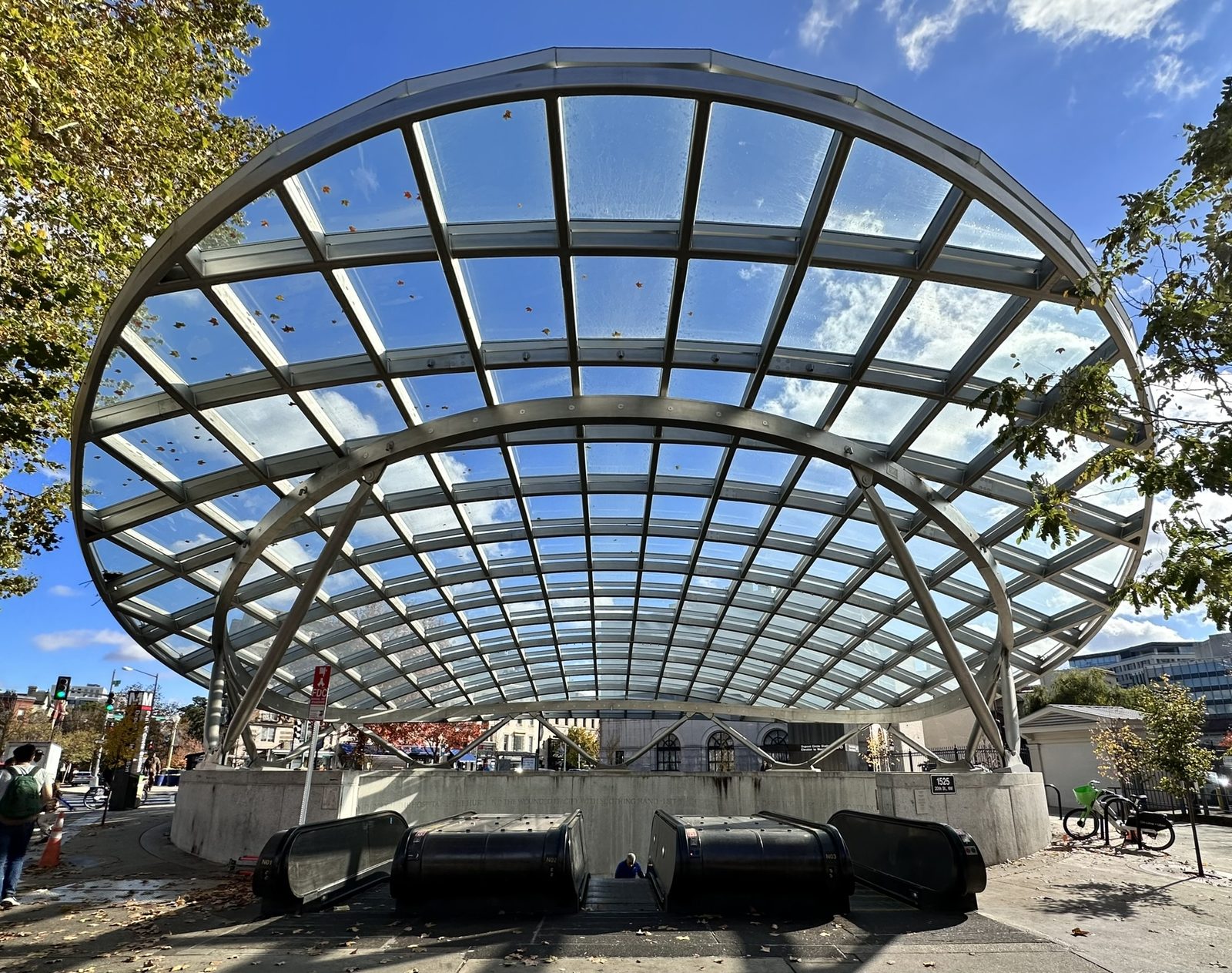The glass Metro canopy at Dupont Circle North station, Washington, DC